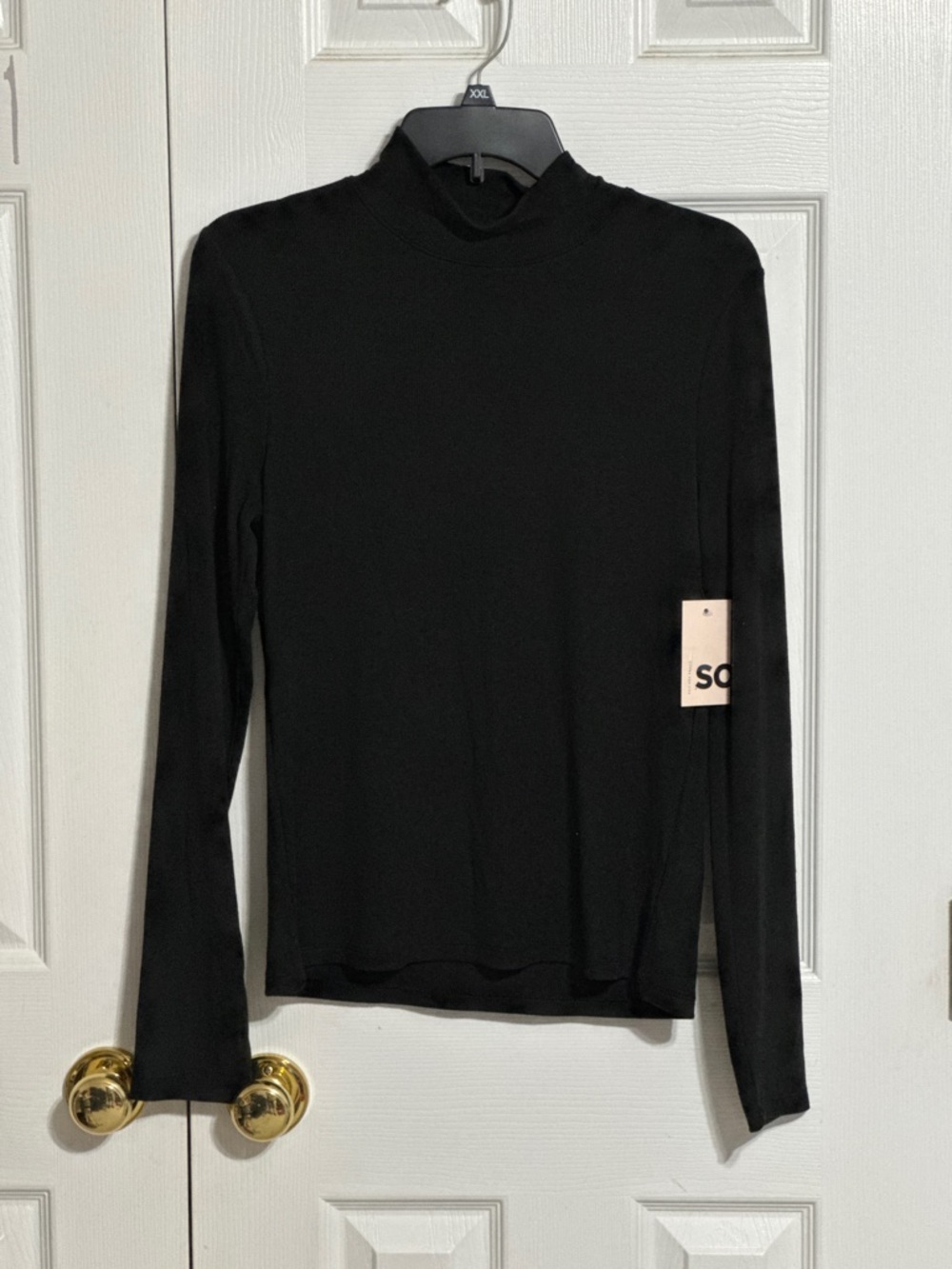 SO Black Long-Sleeve Mock Neck Top
